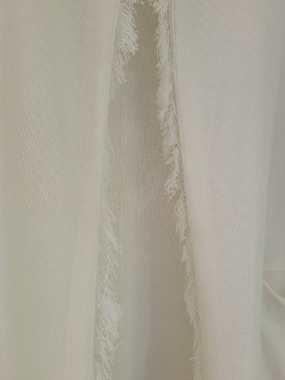 J. McLaughlin Cotton Fringe Open Front Cardigan Ivory White Coastal Quiet Luxury - Picture 4 of 13